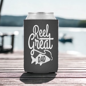 Reel Great Dad Can Coolie, Fishing Can Cooler, Can Sleeve, Father&#39;s Day, Dad Gift, Christmas Gift For Dad, Fisherman Dad, Stepdad Gift