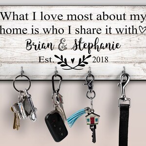 Personalized Key Ring Holder, Family Key Holder, Home Key Rack, Couples Key Hanger, Housewarming Gift, Wall Mount Key Holder, Custom Key
