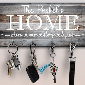 Personalized Key Ring Holder, Family Key Holder, Home Key Rack, Couples Key Hanger, Housewarming Gift, Wall Mount Key Holder, Custom Key