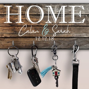 Personalized Key Ring Holder, Family Key Holder, Home Key Rack, Couples Key Hanger, Housewarming Gift, Wall Mount Key Holder, Custom Key image 1