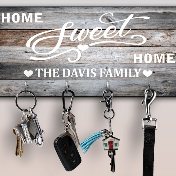 Personalized Key Ring Holder, Family Key Holder, Home Key Rack, Couples Key Hanger, Housewarming Gift, Wall Mount Key Holder, Custom Key