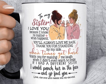 Sister Mug, Bestie Best Friend Mug, Brunette Blonde Mug, Christmas Gift For Friend, Quote Mug, Birthday Gift, Gift For Her, Sisters Cute Mug