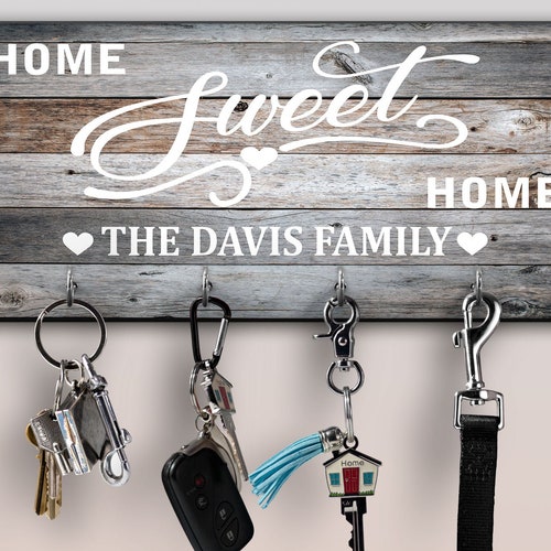 Home Sweet Home Personalized Key Holder Housewarming Gift Etsy