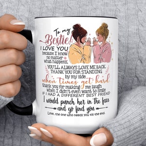 Bestie Mug, Best Friend Mug, Brunette Blonde Mug, Christmas Gift For Friend, Quote Mug, Birthday Gift, Gift For Her, Besties Cute Mug