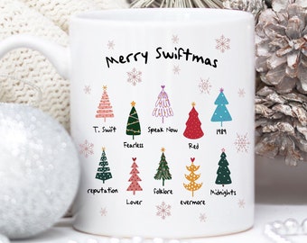 Merry Swiftmas Tis The Damn Season Swiftie Christmas Album Song Mug, Taylor 1989 Lyrics, Gift For Her, Funny Coffee Tree, Birthday Friend