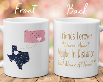 Moving Mug For Friend, Best Friend Moving Mug, Moving Away Mug, Long Distance Mug, State To State Mug, Connecting States Mug, Christmas Gift