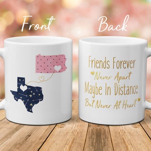 Moving Mug For Friend, Best Friend Moving Mug, Moving Away Mug, Long Distance Mug, State To State Mug, Connecting States Mug, Christmas Gift