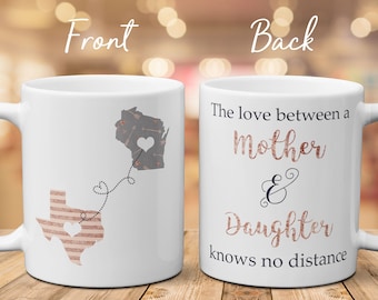 Long Distance Mug For Mother, The Love Between A Mother And Daughter Knows No Distance, Moving Mug For Daughter, Christmas Gift For Mom