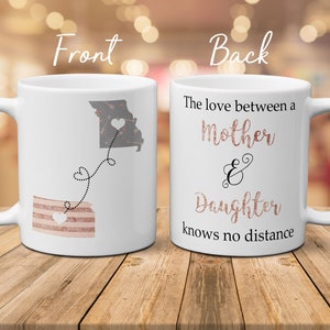 Long Distance Mug For Mom, The Love Between A Mother And Daughter Knows No Distance, Moving Mug For Daughter, Christmas Gift, Mother's Day 11oz All White