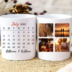 Anniversary Calendar Wedding Mug, Funny Coffee Mug, Valentine's Day Mug, Gift For Her, Birthday Gift, Christmas Gift, For Him, Personalized
