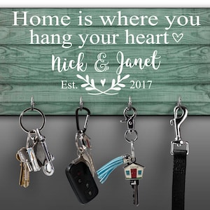 Personalized Key Holder, Family Key Holder, Home Key Rack, Couples Key Hanger, Housewarming Gift, Wall Mount Key Holder, Custom Key image 1