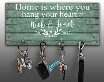 Personalized Key Ring Holder, Family Key Holder, Home Key Rack