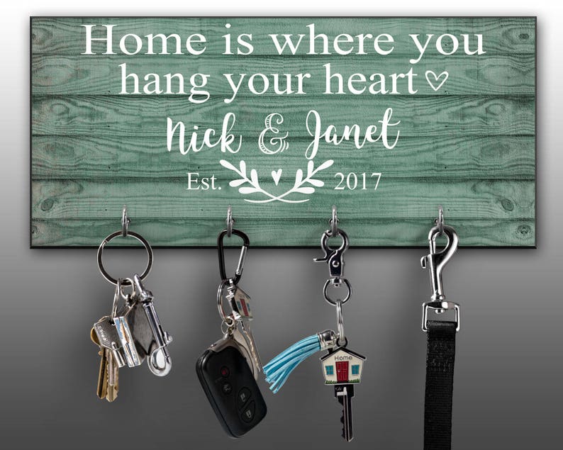 Personalized Key Holder, Family Key Holder, Home Key Rack, Couples Key Hanger, Housewarming Gift, Wall Mount Key Holder, Custom Key image 1