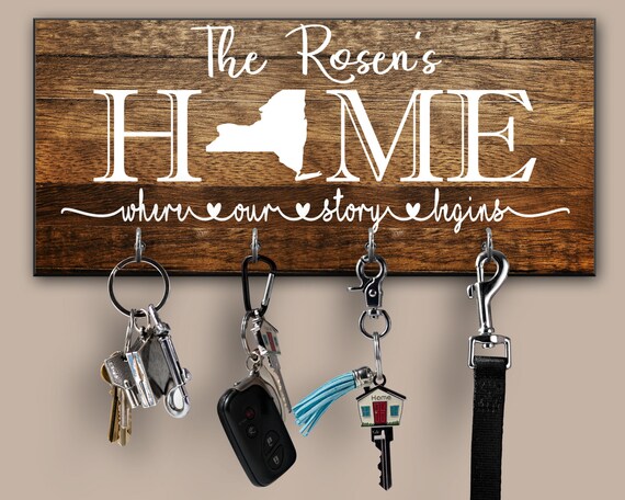 Home Sweet Home - Personalized Key Hanger, Key Holder - Gift for