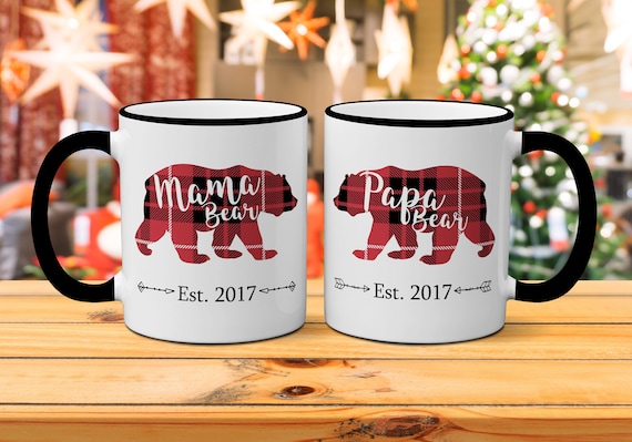 Personalized Christmas Mama Bear Mug with Papa Bear and Polar Bear