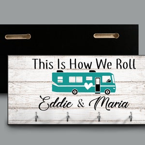 This Is How We Roll Personalized Key Holder, Motor Home RV Camper Key Hanger, Home Key Rack, Custom Housewarming Gift, Wall Mount image 2