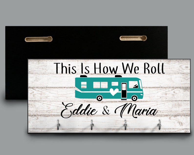 This Is How We Roll Personalized Key Holder, Motor Home RV Camper Key Hanger, Home Key Rack, Custom Housewarming Gift, Wall Mount image 2