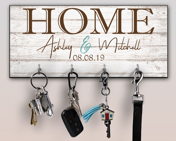 Personalized Key Ring Holder, Family Key Holder, Home Key Rack