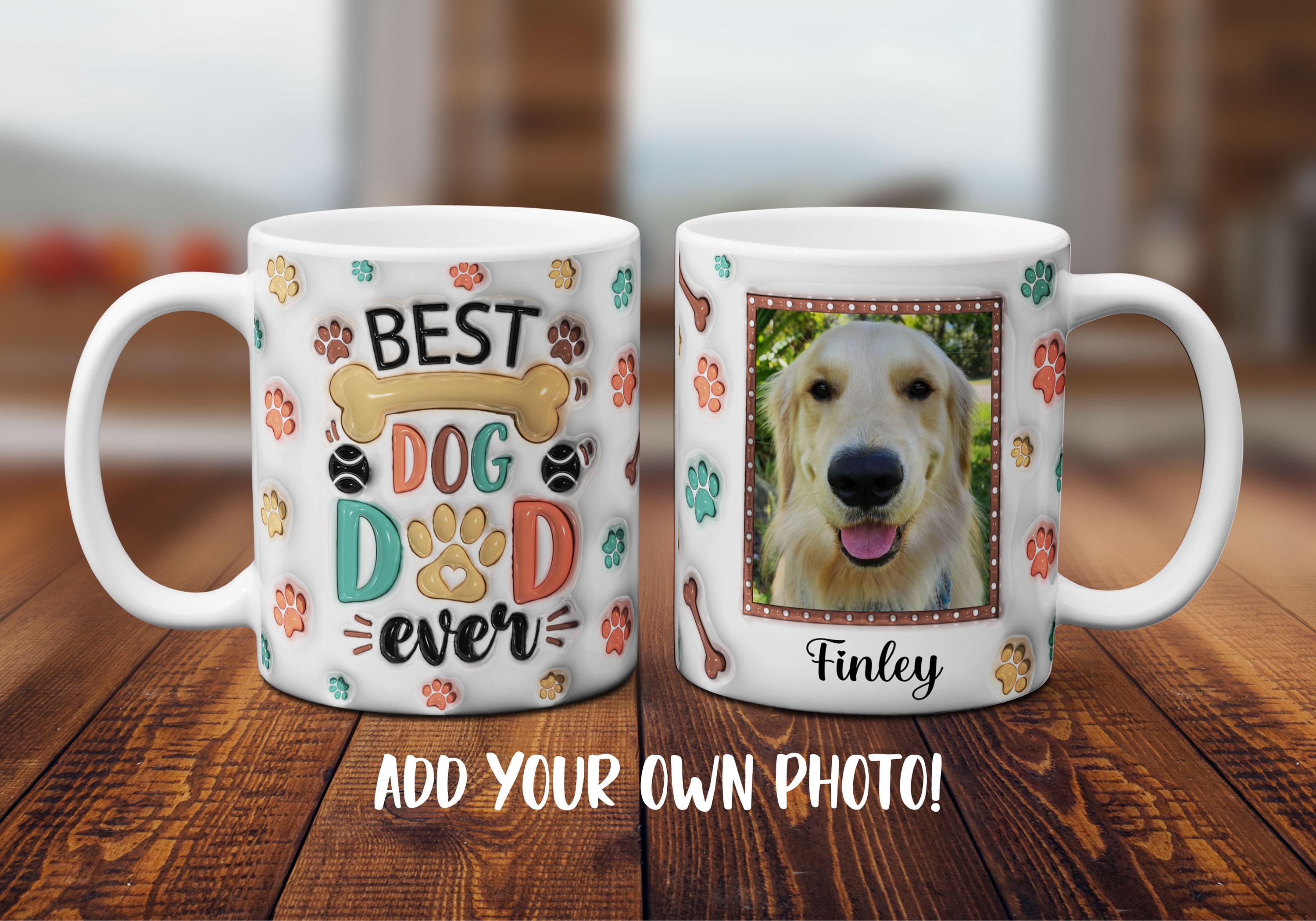 Taza personalizada con foto "El mejor papá de perro", divertida taza de café, anillo para él o ella, regalo de cumpleaños o Navidad, regalo para un amigo o nombre.