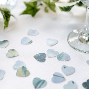 Blue and Green Foliage Heart Table Scatter Confetti