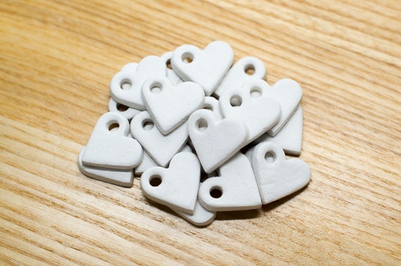 White Heart Gift Tags - Wedding Favours, Craft Blanks, Card Making Embellishments