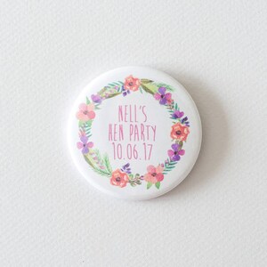 Personalised Hen Party Pins Badge Floral Badges, Wedding Badges, Bride ...