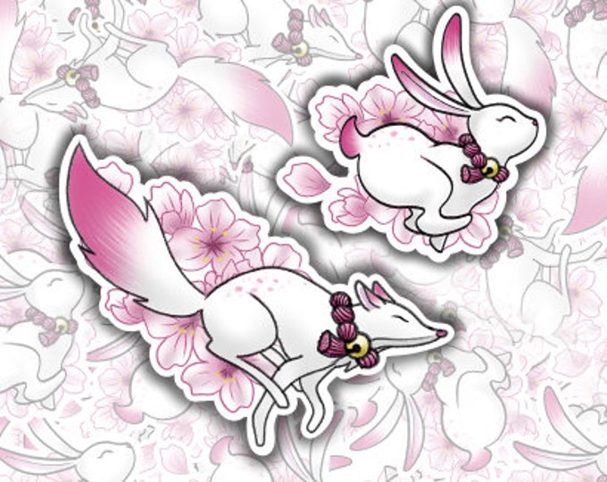 Sakura Fox and Bunny Decorative Magnets & Stickers
