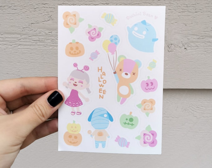 Animal Crossing Halloween Pastel BuJo Sticker Sheet