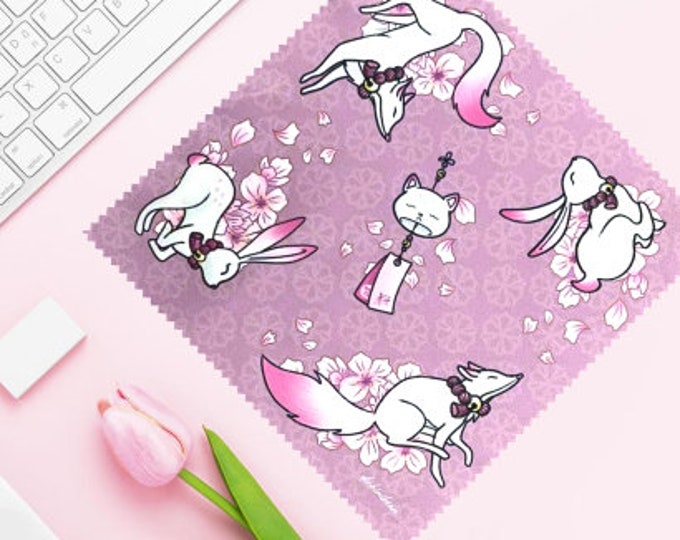 Sakura Fox and Bunny Microfiber Cloth
