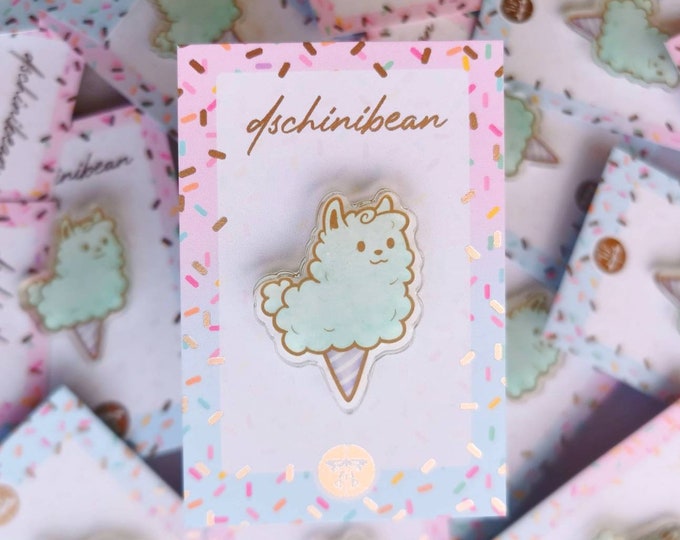 Cotton Candy Llama Acrylic Pin