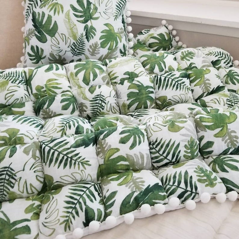 Modern Nursery Bedding Tropical Leaf Quilt Banana Leaf Etsy