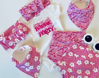 Pink Checkered Fashion Doll Bummies, Daisy Bummies, Pink Checkered Bodysuit, Baby Bummies, Summer Baby Clothes