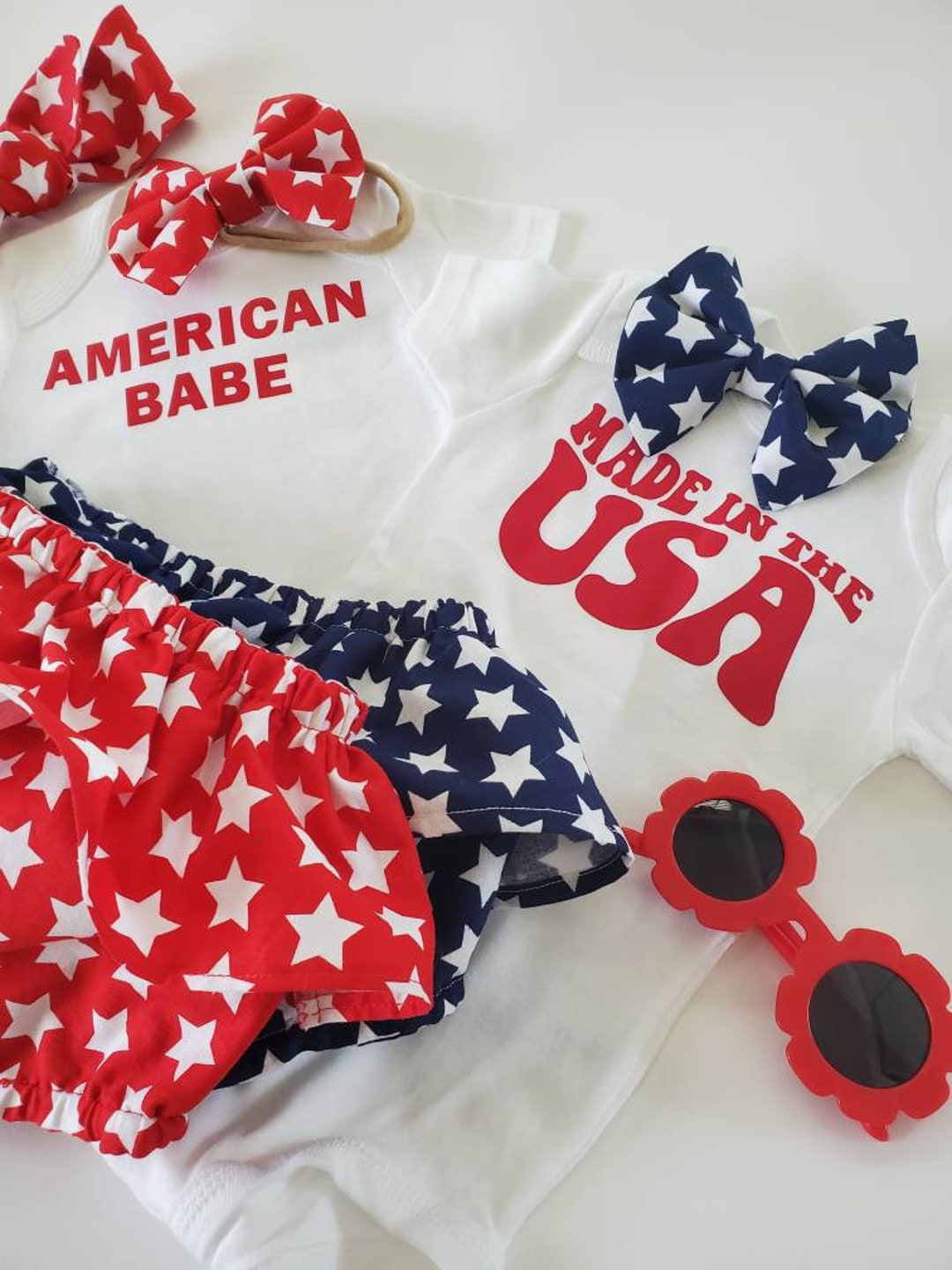 4th of July Baby Girl Outfit, 4th of July Baby Bloomers, First Fourth