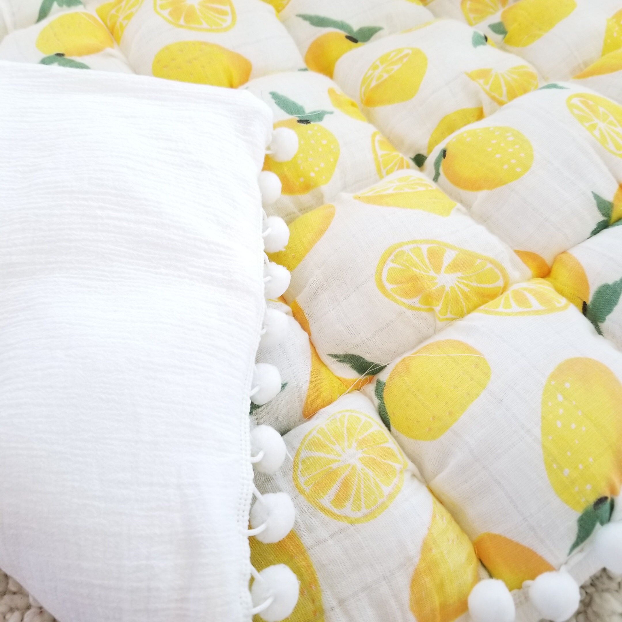 Lemon Blanket Nursery Bedding Lemon Bubble Quilt Puffy Etsy