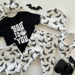 Halloween Baby Outfit: Organic Cotton Bat Leggings Set