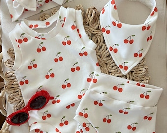 Baby Bummies, Cherries Baby Bummies, Bodysuit, Summer Baby Bummies,