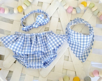 Baby Ruffled Bloomers, Baby Gingham Bloomers, Gingham Bloomers, Baby Girl Clothes, Easter Baby Bloomer, Gingham baby bib,