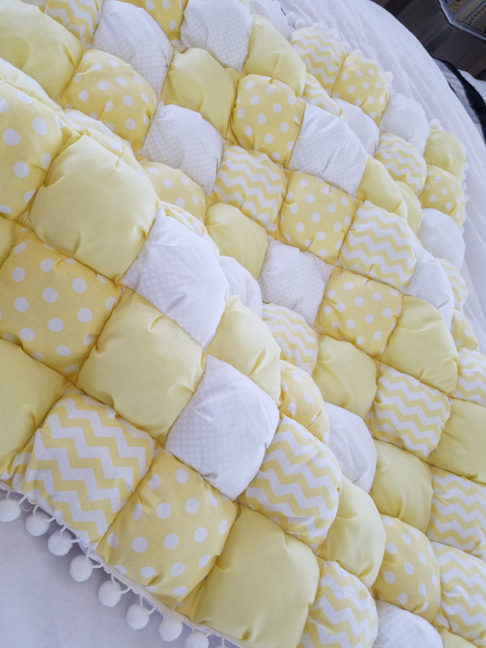 Bubble Baby QuiltYellow & White Biscuit Quilt Puff Quilt Etsy