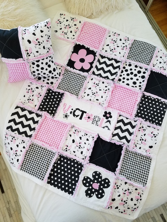 Cow Quilt Baby Rag Quilt Shabby Chic Cow Quilt Blanket Etsy