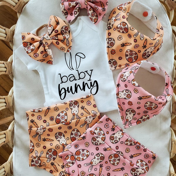 Baby Easter Outfit, Easter Bunny Bummies, Bummies, Easter Baby, Spring Bummies Set, Spring Baby Bummies