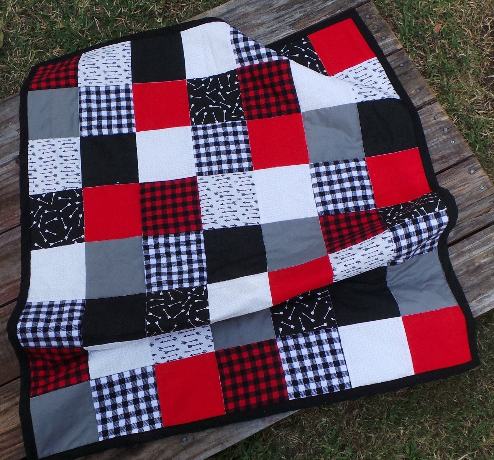 Patchwork Quilt Baby Gift Set Baby Quilt Plaid Baby Etsy