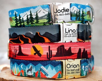 Patrón de collar de perro personalizado, collar de perro de diseñador de impresión, niña de collar de perro niño, collar de perro pequeño mediano grande, collar de perro personalizado grabado