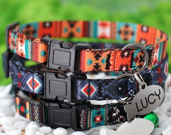 Personalized Cat Collar with Bell, Breakaway Cat Collar, Adjustable Cat Collar with Name Tag, Kitten Collar, Gifts for Cat Lovers