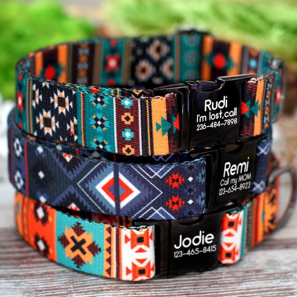 Collar personalizado para perro, collar ajustable a medida, collar grabado para perra, collar de diseño para perro, collares para perro en tallas pequeña, mediana y grande.