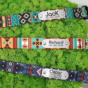 Personalized Martingale Collar with Chain, Custom Pet Collar, Pattern Martingale Dog Collar, Martingale Collar for Dogs, Dog Collar Aztec image 2