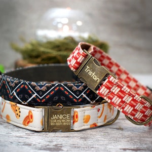 Print Dog Collar Leather, Personalized Dog Collar Pattern, Aztec Dog Collar Tribal, Girl Dog Collar Boy, Designer Dog Collar, Pet Collars
