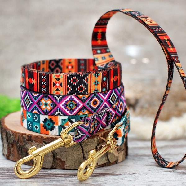 Aztec Dog Leash 5FT, Geometric Pattern Dog Leashes, Tribal Print Pet Leashes for Small Medium Large Dogs Puppy, Boy Dog Leash Girl