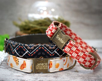 Coleira de couro estampada para cachorro, padrão de coleira de cachorro personalizado, coleira de cachorro asteca tribal, coleira de cachorro para meninas, coleira de designer para cães, coleiras para animais de estimação