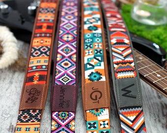 Engraved Leather Guitar Strap, Custom Guitar Strap Acoustic, Crossbody Guitar Strap, Gifts for Guitar Player, Personalized Straps for Guitar