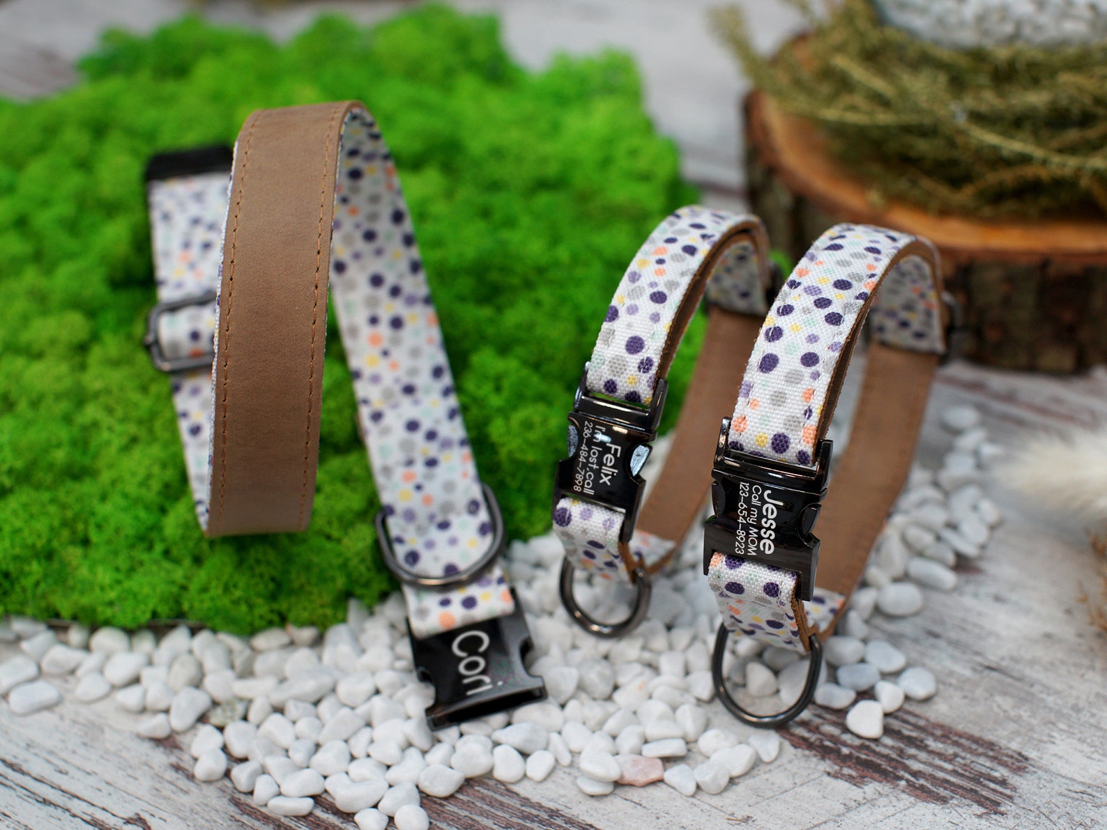 Personalized Leather Dog Collar, Pattern Dog Collar, Girl Dog Collar